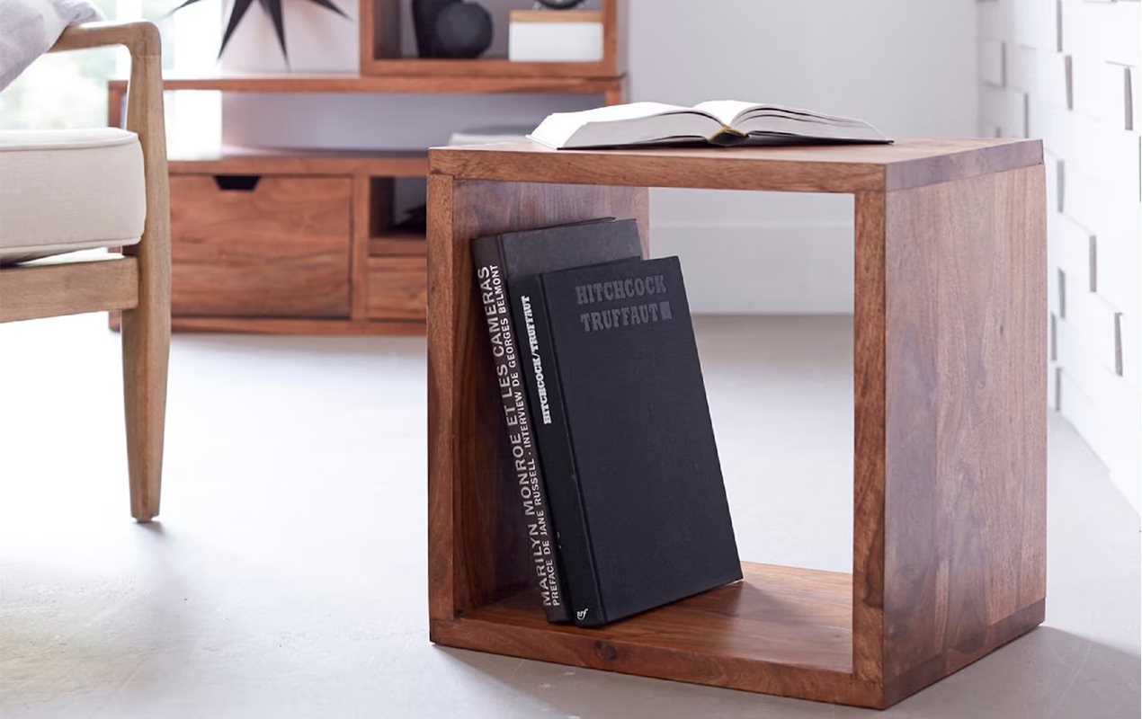 Versatile Simplicity: The Multifunctional Beauty of a Wooden Cube Table in Home Decor