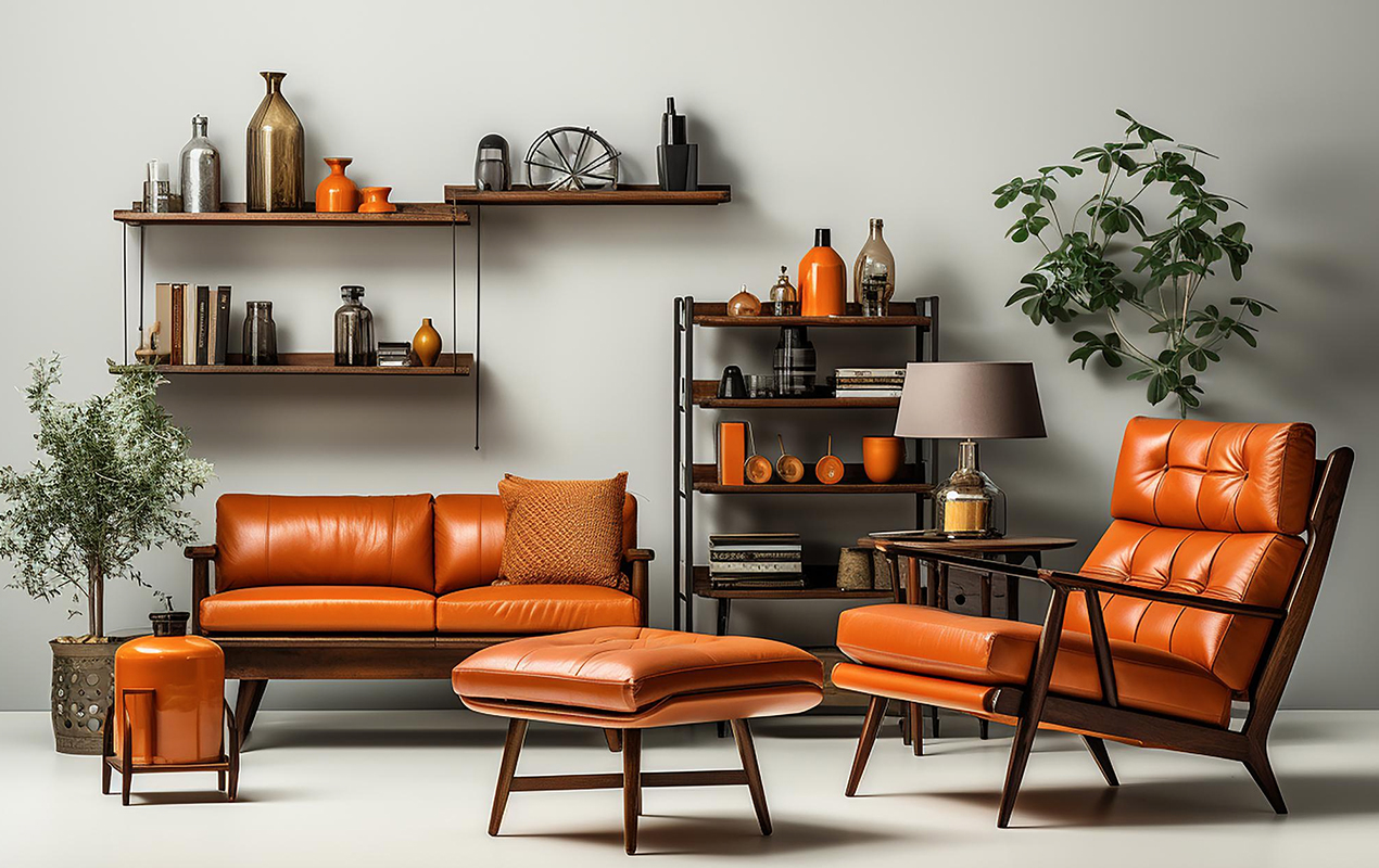 Vibrant Harmony: The Robust Orange Coffee Table and Coordinated Living Space