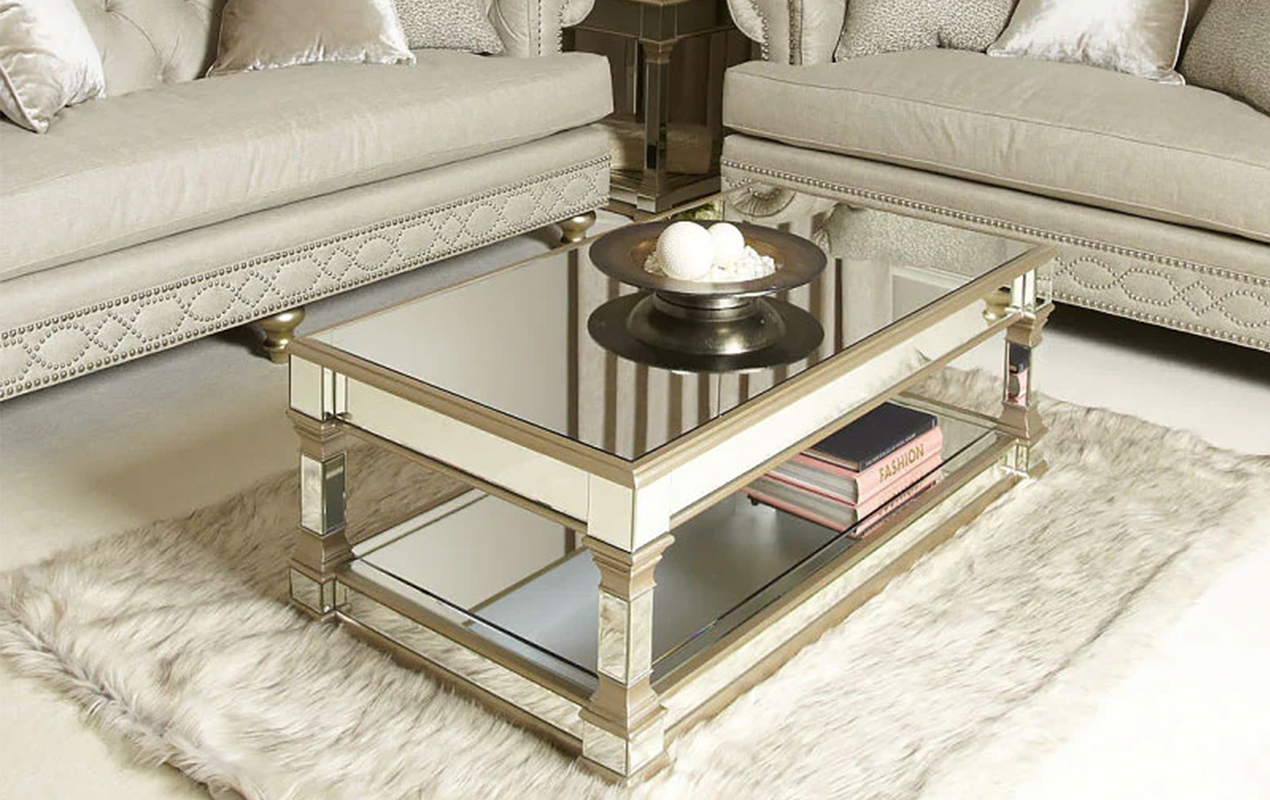 Living room interior with vintage coffee table