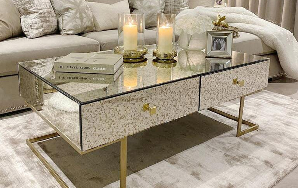 Luxury interior with table with drawers
