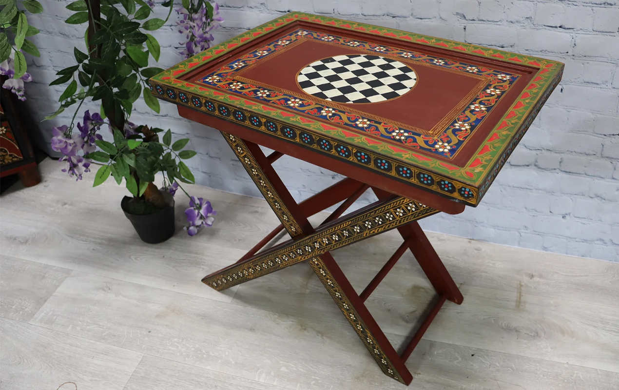 Bohemian Chic Hand-Painted Solid Wood Coffee Table