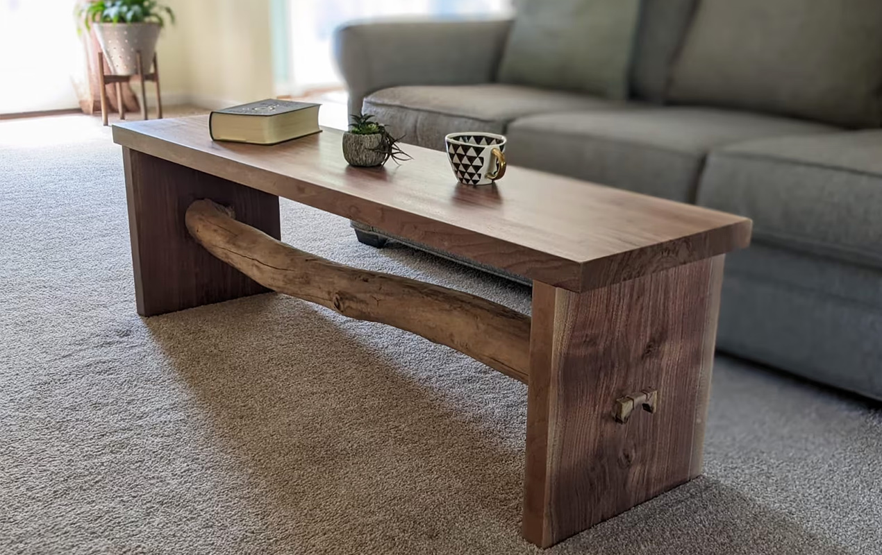 Futuristic Design Slab Style Driftwood Coffee Table