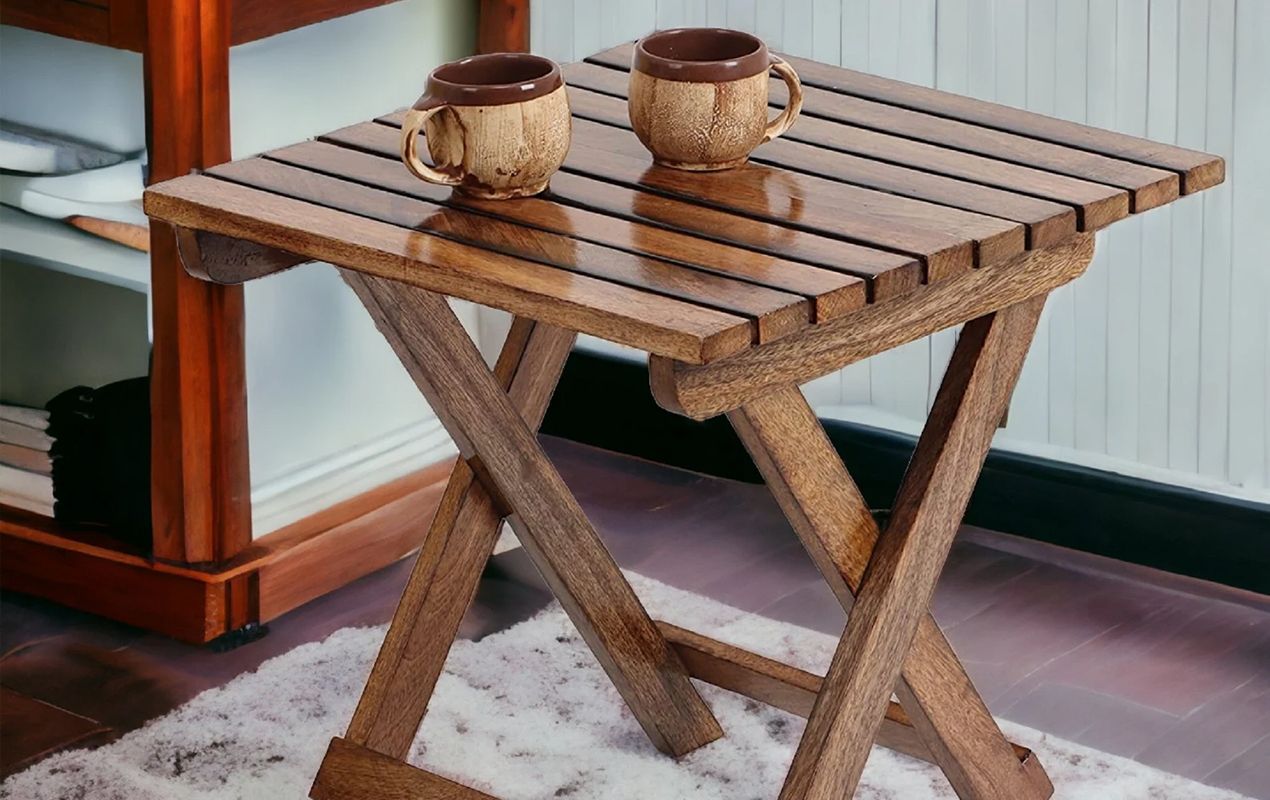 Handmade Foldable Kenchi Wood Coffee Tables for Effortless Elegance in Any Setting