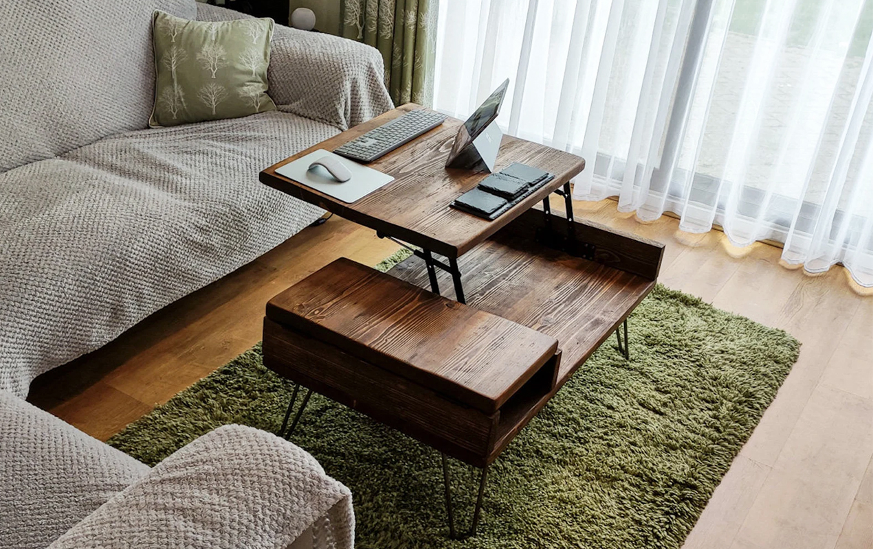Handmade Reclaimed Wood Coffee Table with Lift-Up Top, Ample Storage, and Customizable Features