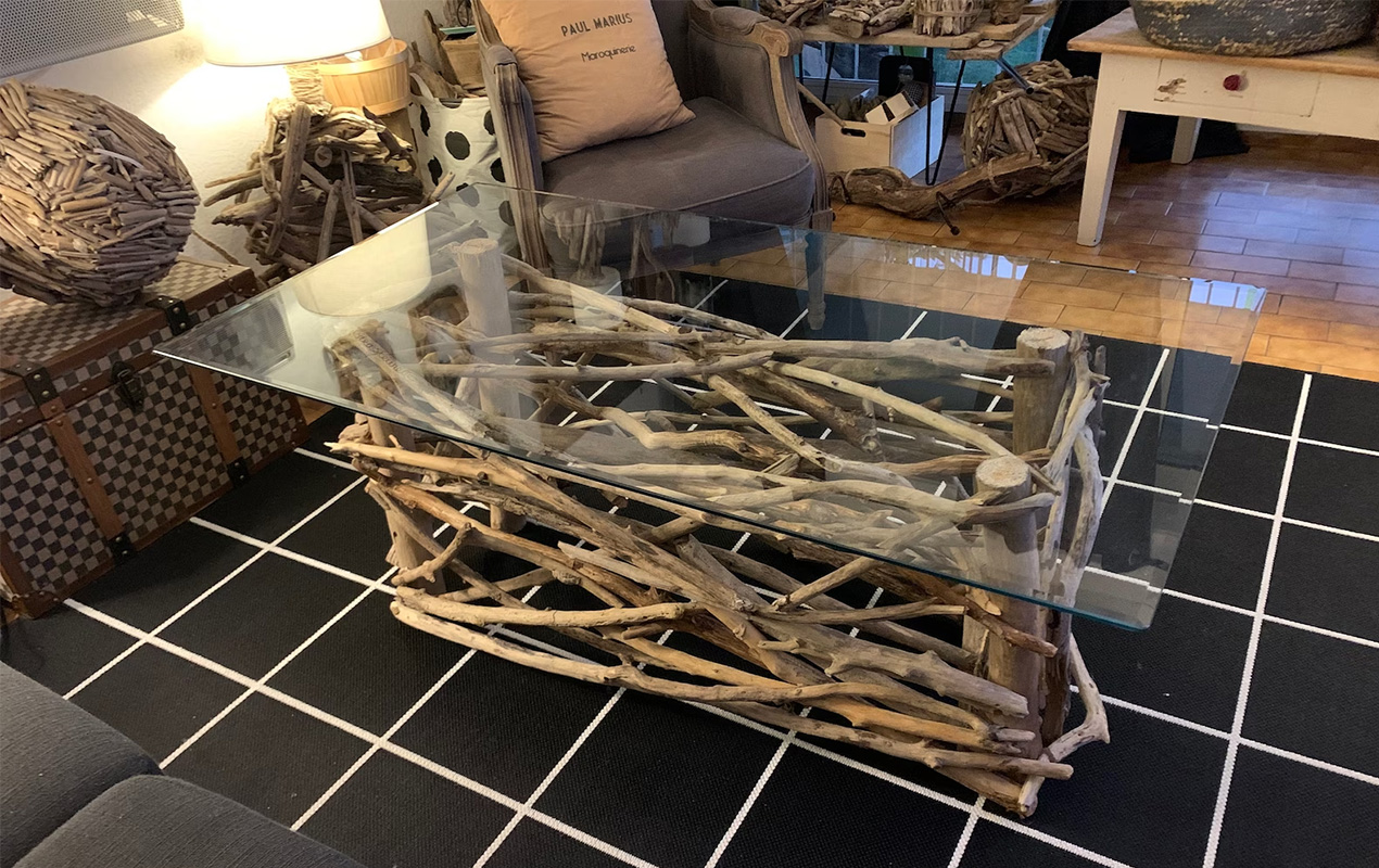 Intricate Style Tree Stem Driftwood Coffee Table