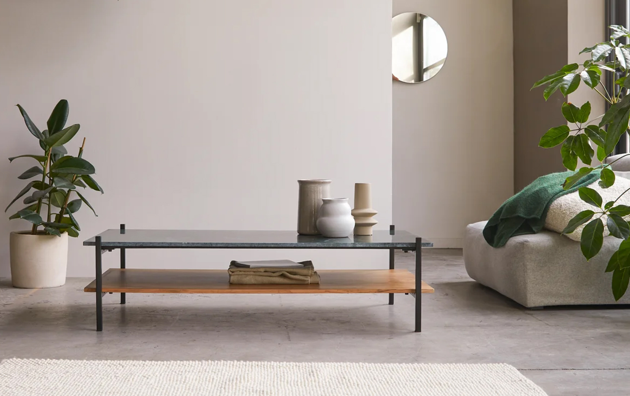 Modern Opulence The Sleek Design and Dual Materials of the Rectangular Coffee Table