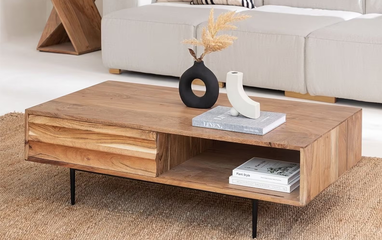 Sleek Simplicity Modern Rectangular Table with Open Storage