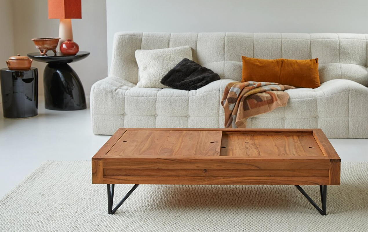 Something Special Sliding Slat Top Butcher Block Coffee Table
