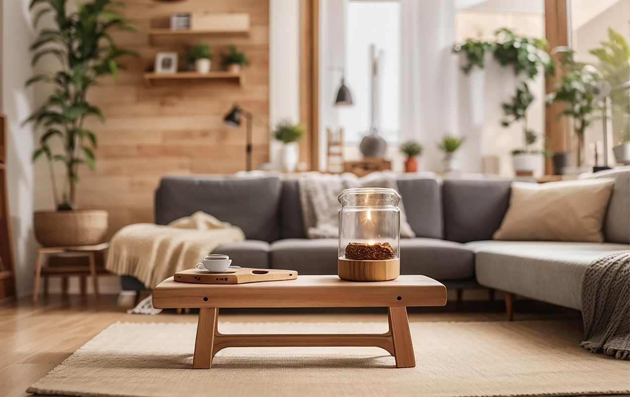 Living room with small wooden table