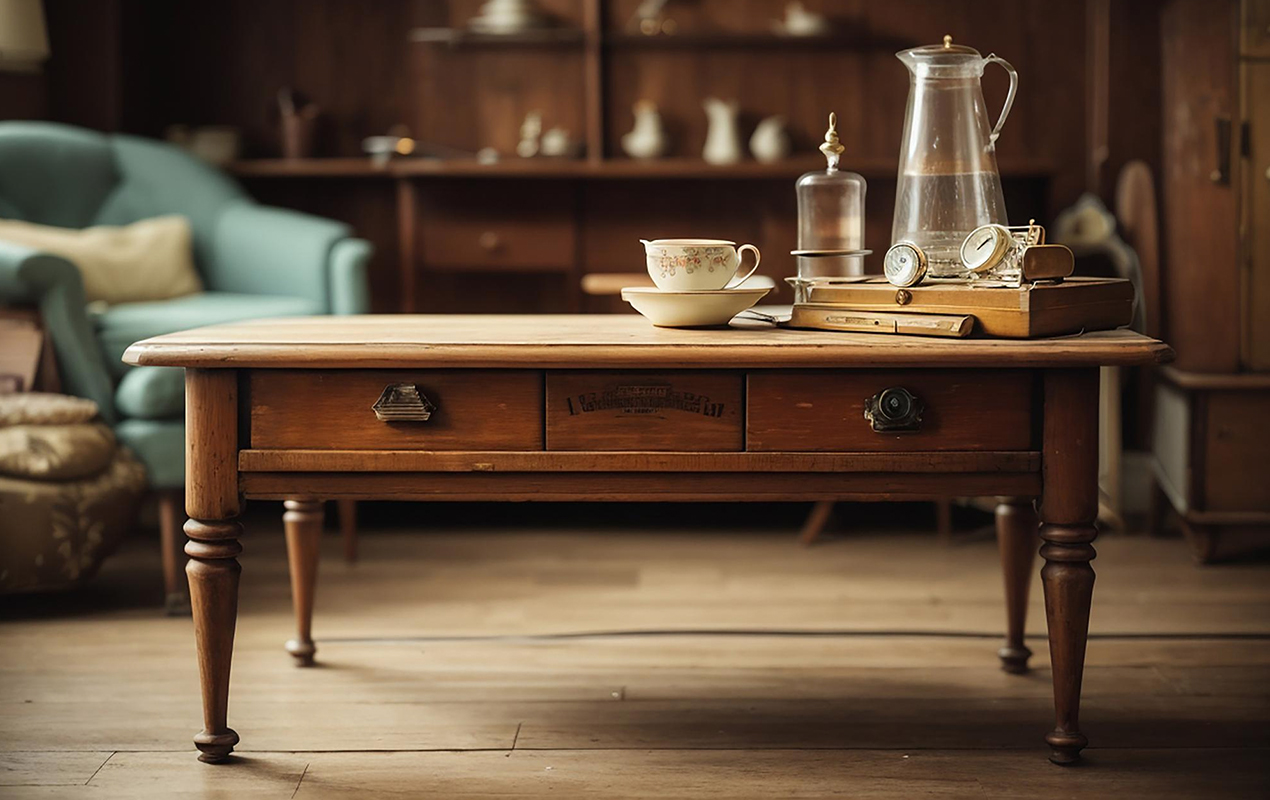 Living room with vintage coffee table