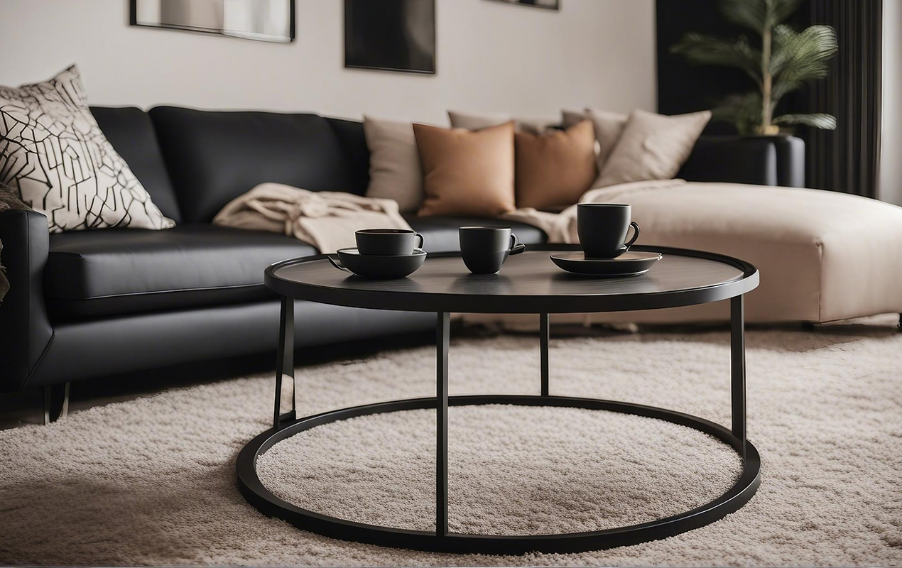 Home interior with black coffee table