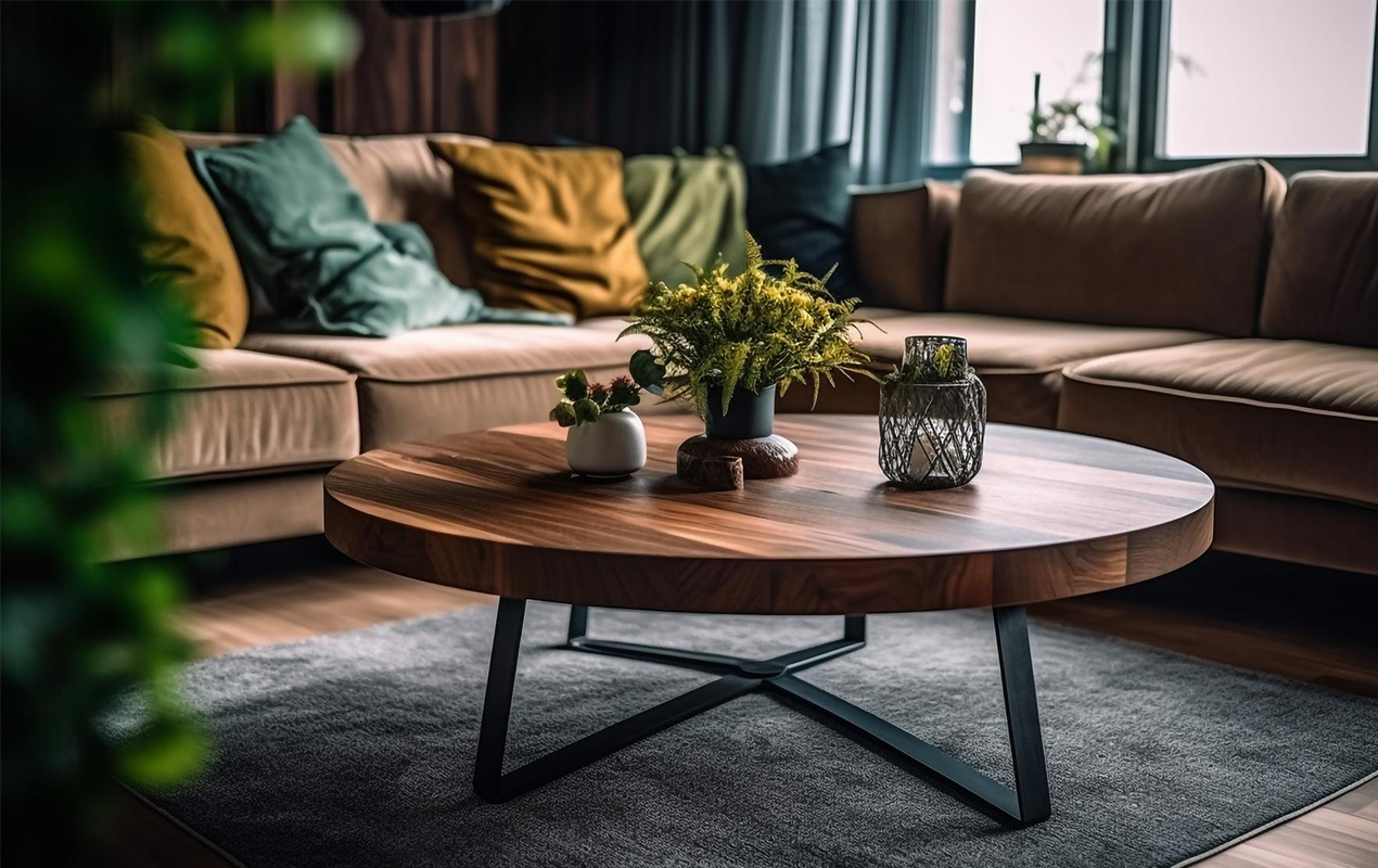 how to make a round coffee table with sofas