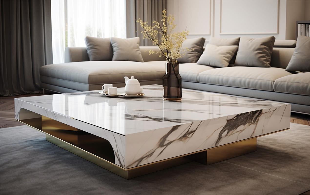 Marble coffee table with storage