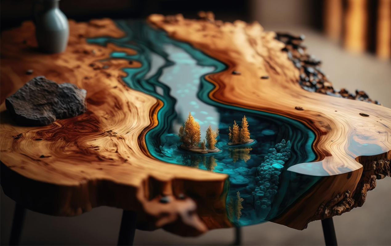 Epoxy table with river run effect