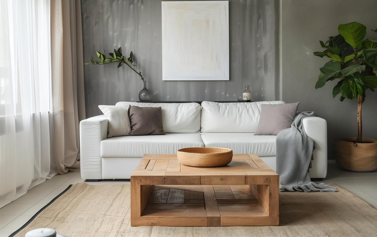 Living room interior with square furniture 