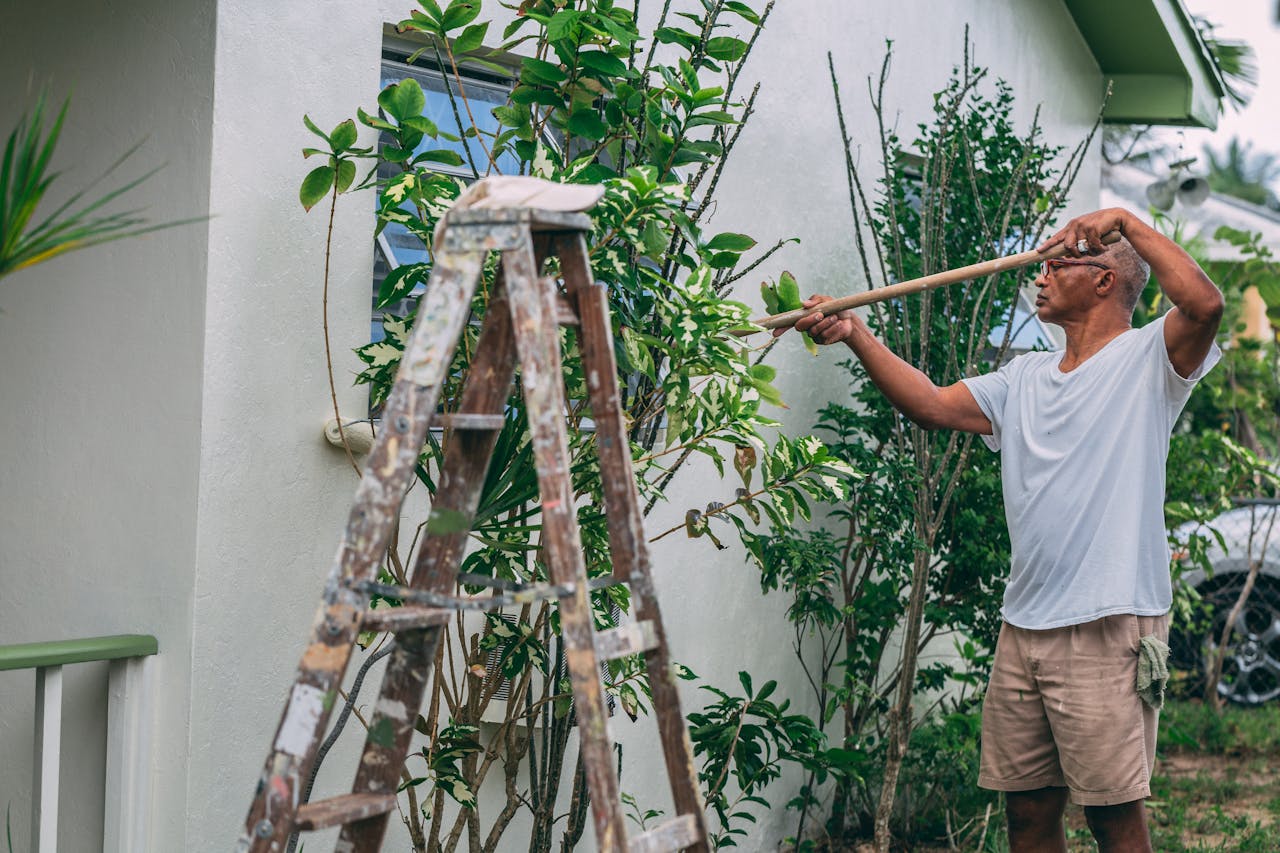 Man painting house 