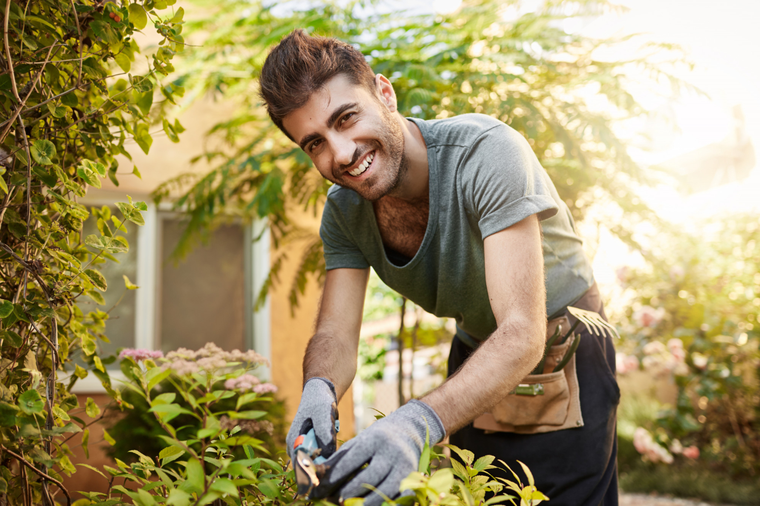 Man gardening at home