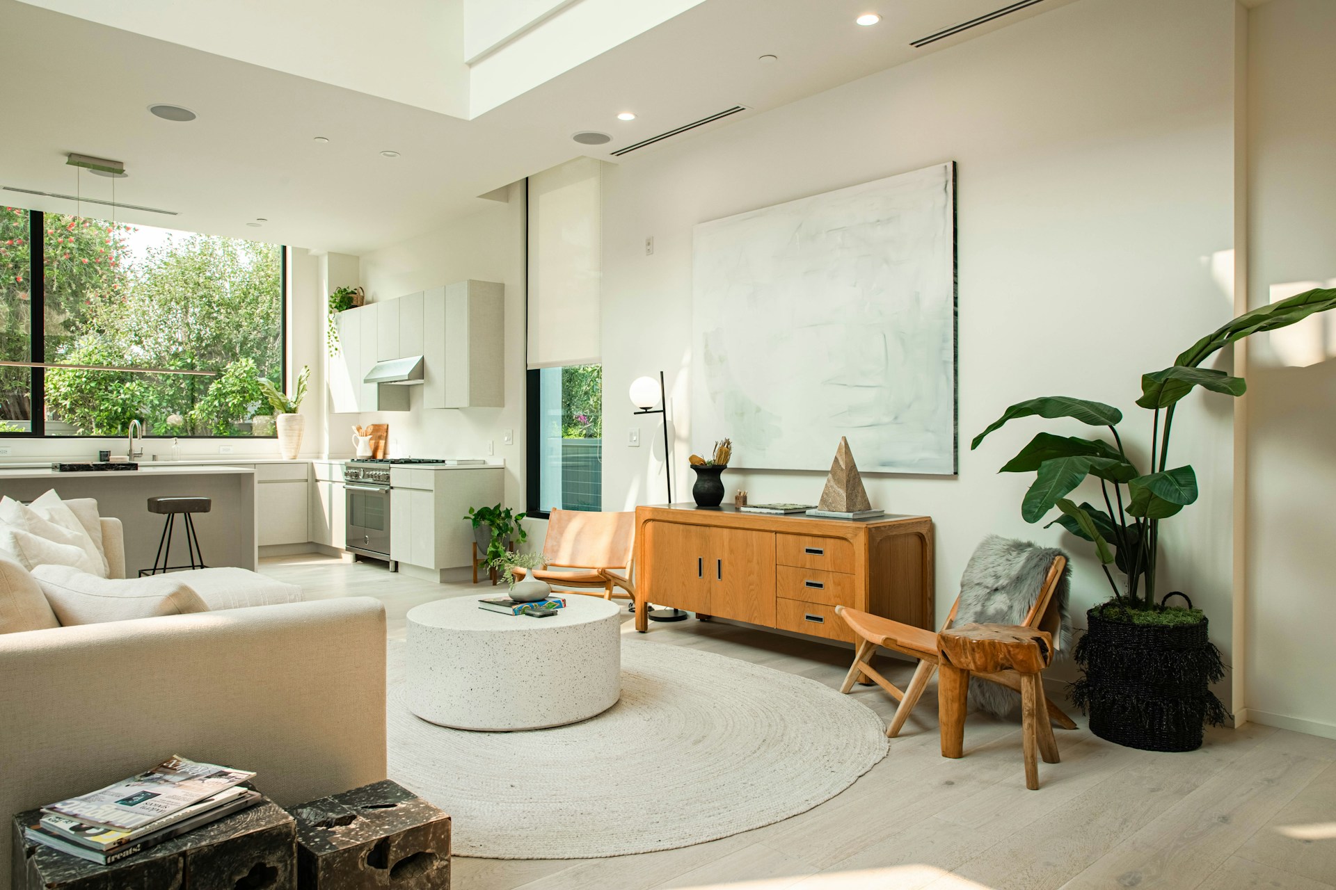 Living room interior with coffee table