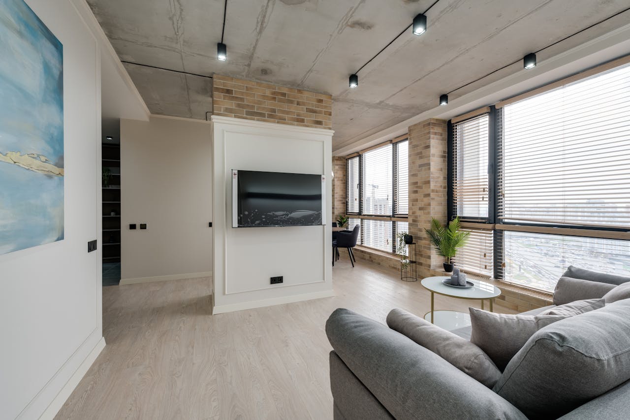 home interior with Motorized Wooden Blinds