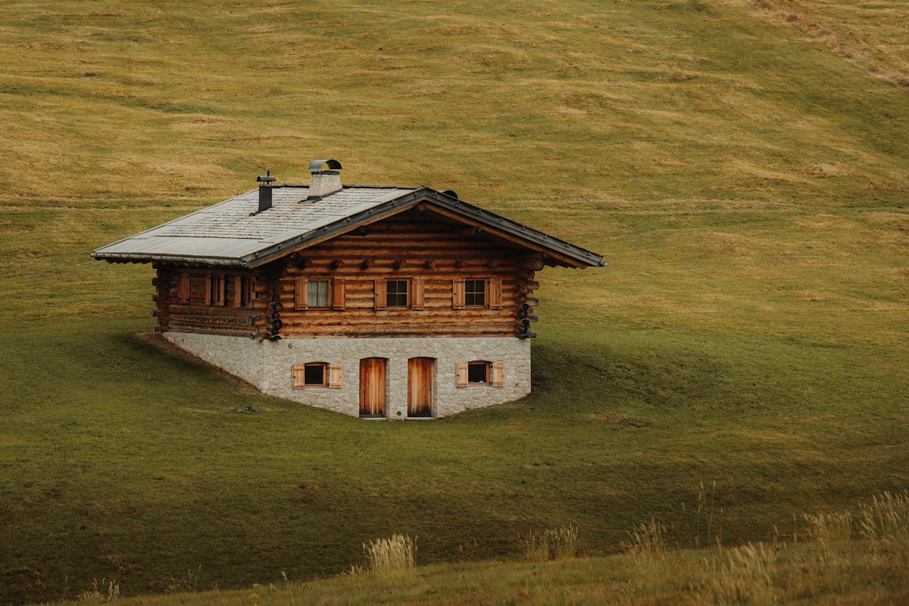 Rustic Log Cabin in Rolling Green Hills